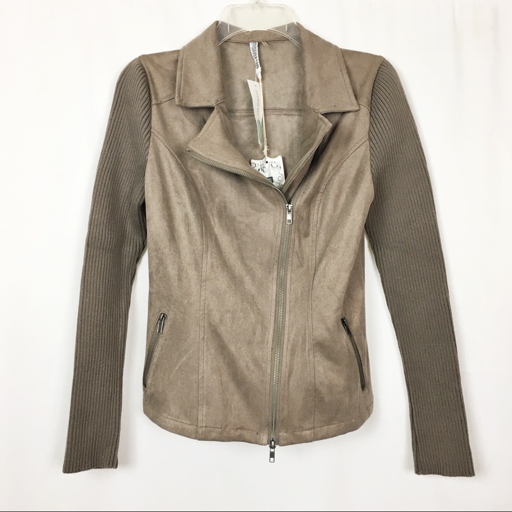 Stitch Fix Monoreno tan vegan suede rider jacket S